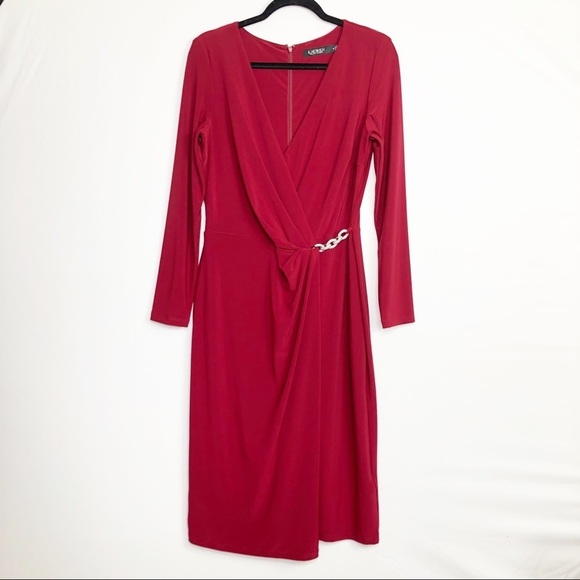 𝅺Lauren Ralph Lauren black label burgundy dress - Picture 1 of 10